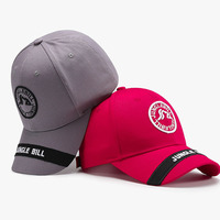 Gorra de béisbol ajustable con parche circular estructurado de moda, decoración de tira con letras bordadas