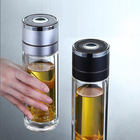 Tasse à eau en verre borosilicaté haute qualité séparation de l'eau de thé bouteille d'eau d'affaires un clic thermos ouverts personnalisés