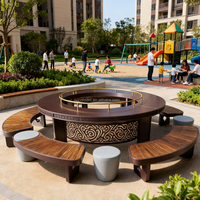 Ensemble de table et de bancs d'extérieur pour hôtel commercial moderne, durable, imperméable, mobilier de loisirs publics pour l'attente