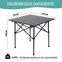 Table de camping pliable en alliage zinc-fer, capacité 80 kg, table de pique-nique robuste enroulable, compacte, portable, pour extérieur et jardin, logo personnalisé