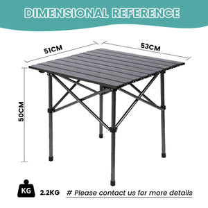 โต๊ะปิกนิกทรงสี่เหลี่ยมพับได้สีดำน้ำหนักเบาปรับแต่งได้สำหรับใช้งานกลางแจ้ง - Product Image 5
