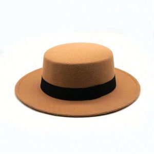Spring New Creative Decorative Flat Top <b>Hat</b> Trend Casual Fedora <b>Hat</b> with Ribbon Band - Product Image 1