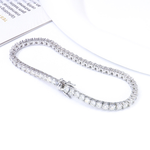 Pulsera de Moda para Mujer con Moissanita Redonda de Corte Brillante Certificada por GRA de Alta Calidad, Diamante Cultivado en Laboratorio de 3 mm, Joyería Fina, Regalo de Boda - Product Image 2