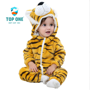 TopOne venta al por mayor mullido general dibujos animados Animal fiesta cumpleaños recién nacido bebé niño niña cremallera pie Onesie mameluco pijama traje - Product Image 5