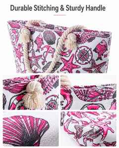 Sac fourre-tout en toile réutilisable et écologique unisexe, personnalisable, avec deux anses, fermeture éclair, broderie et rivets, idéal pour les vacances d'été à la plage - Product Image 5