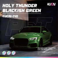 KUCAI 1.52*17m Rouleaux de Vinyle Adhésif Brillant PET Effet Thermique Vert Noir Changeant de Couleur pour Carrosserie Automobile Haute Qualité