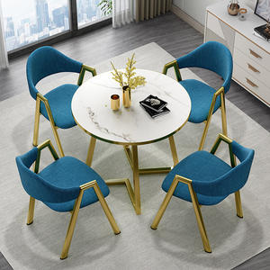 4 Seater Dining <strong>Table</strong> and Chairs Set Cotton Linen Cushion Curved Dining Chair Employee <strong>Canteen</strong> Dining <strong>Table</strong> and Chairs - Product Image 1