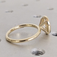 Bague de fiançailles solitaire ovale 1 carat avec sertissage clos et bande simple, diamant de laboratoire, or massif 10K/14K/18K, certifié IGI CVD/HPHT, personnalisable