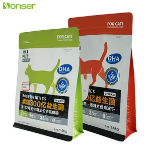 Bolsa de comida para perros personalizada de 6,8 kg y 10kg, bolsas de plástico para envasado de alimentos secos para mascotas a prueba de humedad reciclables de fábrica con cremallera para comida para gatos