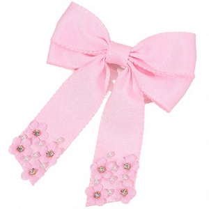 CN Boutique Haarschleife mit langen Bändern, handgefertigte Stoffspitzen-Haarspange, Blumen-Perlen-<span class=keywords><strong>Clip</strong></span> im europäisch-amerikanischen Stil, 4,9 Zoll - Product Image 3