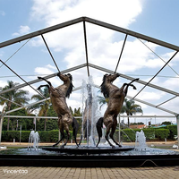 Grande sculpture de cheval en bronze Vincentaa, statue de fontaine à chevaux debout sur leurs pattes pour l'aménagement paysager des parcs et des places