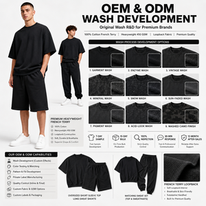 Shorts de jogging longs pour hommes OEM Streetwear, coupe ample, <span class=keywords><strong>d</strong></span>élavage acide, sur mesure, longueur genou, avec ourlet brut <span class=keywords><strong>d</strong></span>échiré et usé - Product Image 4