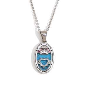 Estilo Europeo Americano elegante 18K oro geométrico ovalado <span class=keywords><strong>Tarot</strong></span> collar de mujer creativo colgante de acero inoxidable diseño de nicho - Product Image 5