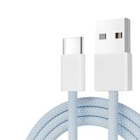 Kabel Pengisian Cepat Type-C ke Type-C 60W dengan Sinkronisasi Data 480Mbps, Berbahan Nilon Kepang untuk Perangkat & Android USB3.0