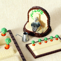 Modèle miniature de cour extérieure pour maison de poupée, micro-décoration vieillie, mini seau et arrosoir en plastique BJ pour loisirs créatifs