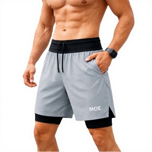 Men's High Sports Compression Gym <b>Shorts</b> Quick Dry Breathable Eco-Friendly <b>Waterproof</b> Polyester/Cotton Board <b>Shorts</b> Pockets - Product Image 2