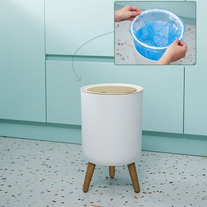 <span class=keywords><strong>Pattumiera</strong></span> rotonda in plastica da 7 litri con piedini a scomparsa bidone della spazzatura con coperchio aperto per la casa in plastica di grandi dimensioni - Product Image 3