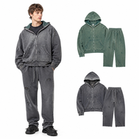 Sweat à capuche vintage déchiré et vieilli pour homme, coupe oversize, 360 GSM, vert olive, délavé à l'acide, style streetwear, bords bruts