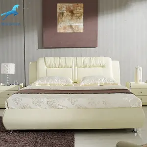 बिस्तर सेट फ्रेम डबल रानी आकार आधुनिक लक्जरी चमड़े बेडरूम फर्नीचर