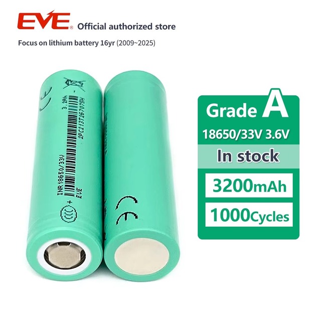 EVE 18650 33V 3200mah 18650 Rechargeable 3.6V-33V Cylindrical Lithium Ion Battery