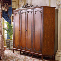 Europäisches Antik-Stil Schlafzimmer-Set Französisches Romantisches Massivholz Himmelbett Luxuriös Geschnitzte Schlafzimmermöbel