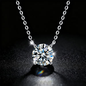 Collar de Moissanita 0.5CT 1CT 2CT 3CT, Collar de Plata de Ley 925 con Certificado Gra - Product Image 1