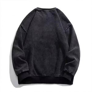 AI-MICH 360G Fleece O-Neck Washed Distressed Retro Glossy Embroidered Solid Pattern <b>Pullover</b> Eco-Friendly <b>Men</b> Women Winter - Product Image 6