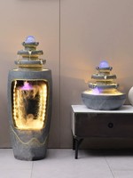 Fontaine d'eau d'intérieur moderne avec lumière LED, boule de cristal rotative à brume, cascade décorative pour sol et table, pour la maison et le bureau