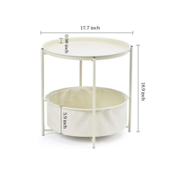 Table basse d'appoint à 2 niveaux, table de chevet, mobilier d'appoint compact aspect bois, structure métallique, tables basses marron en métal