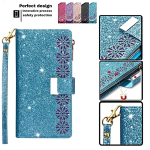 Nuova Custodia a Libro Multifunzione in PU con Cerniera e Glitter <span class=keywords><strong>per</strong></span> <span class=keywords><strong>Huawei</strong></span> Y6 Y7 P Smart <span class=keywords><strong>P20</strong></span> P30 P40 Mate 10 20 50 50e Pro <span class=keywords><strong>Lite</strong></span> Mate - Product Image 1