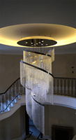 ECOJAS – grand verre k9 en cristal, hôtel de luxe moderne, haut plafond, escalier, led, éclairage suspendu, goutte de pluie, lustre, grand éclairage en cristal