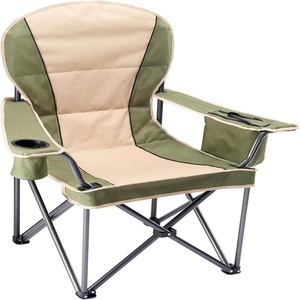 Chaise de pêche moderne pliable avec cadre en fer et assise rembourrée en bois massif - Portable pour le camping, la plage et le jardin - Product Image 1