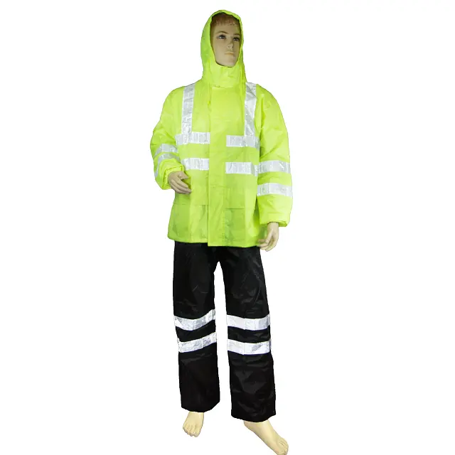 बारिश सूट उच्च दृश्यता बारिश कोट भारी शुल्क बारिश पहनना सुरक्षा Coverall रेनकोट