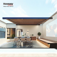 Hooeasy Extérieur Jardin Balcon Patio Toit Électrique Bras Pliant Auvent Cassette Complète Automatique Motorisé Auvents Rétractables