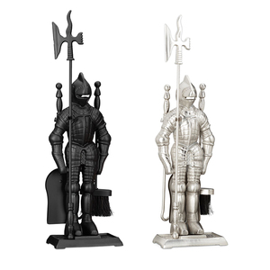 Hiệp sĩ 4-Piece lò sưởi công cụ thiết lập, gang lò sưởi Phụ Kiện Màu Đen Heavy Duty fireside đồng hành thiết lập Poker, bàn chải, xẻng - Product Image 1