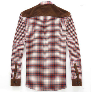 Tùy Chỉnh Người Đàn Ông Của Hai-Toned Flannel Áo Sơ Mi Màu Đỏ Gingham Flannel Áo Sơ Mi Sọc Với Vải To To Thu Doanh Trên Vai - Product Image 2