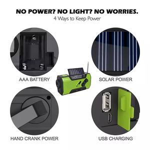 Chargeur de téléphone à manivelle solaire 5000 mAh, radio compacte, lampe torche LED, alarme SOS, radio météo NOAA pour les pannes de courant à domicile - Product Image 4