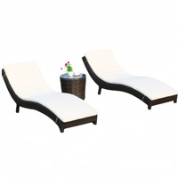 Chaise longue d'extérieur en rotin avec design en forme de S, résistante aux intempéries, pour piscine et plage, ensemble de meubles de patio