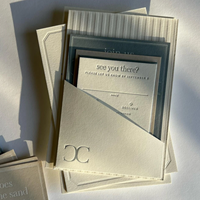 Invitations de mariage haut de gamme personnalisées en papier cartonné coton avec lettrage en relief, carte postale, liste des invités, carte de menu