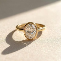 Bague de fiançailles en moissanite taille ovale sertie clos, en or jaune massif 9K 10K 14K 18K, certifiée GRA, petite alliance pour femme, vente en gros
