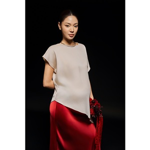 Camisetas Casuales de Oficina para Mujer, Sólidas, de Uso Diario, Transpirables, de Alta Calidad, Nuevas, Minimalistas, Vietnamitas, de Corte Holgado, Manga Corta y Cuello Redondo - Product Image 3