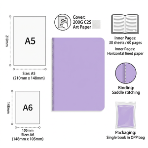 Quaderno Classico A5 A6 Arcobaleno a Tinta Unita per <span class=keywords><strong>Ufficio</strong></span> Scuola <span class=keywords><strong>e</strong></span> Studenti Quaderno per Appunti a Righe <span class=keywords><strong>e</strong></span> Quadretti Personalizzabile - Product Image 5