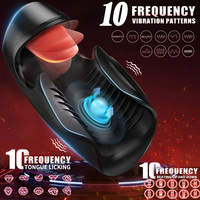 Black Tongue Airplane Cup, Jouet sexuel pour adultes, Masturbateur masculin électrique entièrement automatique avec fonctions de léchage, de battement et de vibration, pour l'entraînement