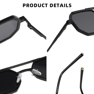 Monture en métal Lunettes personnalisées Polygone Punk Parasols Lunettes de soleil populaires pour hommes Mode Personnalité Lunettes de soleil à double pont - Product Image 4