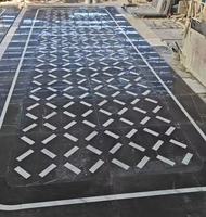 Carrelage de sol en marbre noir et blanc, motif géométrique en treillis, incrustation de pierre Nero Marquina, moderne, écologique, pour villa de luxe