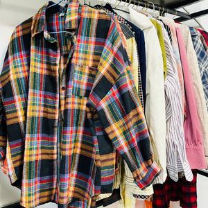 Camisa <span class=keywords><strong>Retro</strong></span> a Cuadros Rosa, <span class=keywords><strong>Ropa</strong></span> Holgada Informal de Alta Calidad, Ligeramente Usada, Vintage, Fábrica Jackwen, Venta al por Mayor, MOQ45kg - Product Image 2