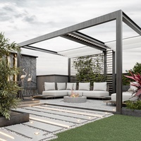 Moderne Luxus-Aluminium-Pergola mit Verstellbarem Lamellendach, Fernbedienung, Umweltfreundlich, Windbeständig, Terrassenüberdachung für Balkon und Garten