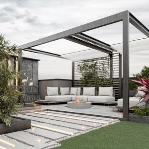 Pergola Moderna <span class=keywords><strong>in</strong></span> <span class=keywords><strong>Alluminio</strong></span> con Tetto a Lamelle Orientabili - <span class=keywords><strong>Gazebo</strong></span> da Giardino e Cortile con Telecomando - Product Image 4