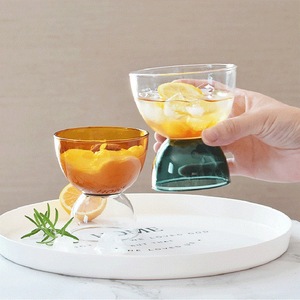 Gelas Kaca Borosilikat Tinggi Tahan Panas dengan Kontras Warna untuk Penggunaan Universal Air Yogurt Es Krim Jus Mesin Cuci Piring Microwave - Product Image 2