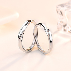 Vente chaude Ondulation S925 Bijoux En Argent Sterling Bague De Couple Réglable Pour Amoureux - Product Image 2